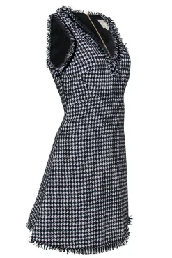 Kate Spade - Black & White Houndstooth Sparkly Tweed Dress Sz 6