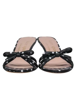 Kate Spade - Black & White Polka Dot Leather Kitten Heel w/ Bows Sz 7.5