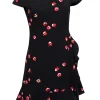 Kate Spade - Black Cap Sleeve w/ Peter Pan Collar & Ruffle Details Mini Dress Sz 2
