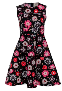 Kate Spade - Black Floral Cotton Flared Dress Sz 2
