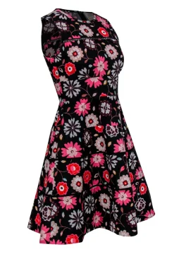 Kate Spade - Black Floral Cotton Flared Dress Sz 2