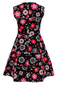 Kate Spade - Black Floral Cotton Flared Dress Sz 2