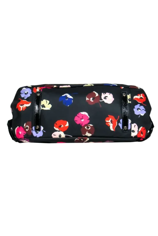 Kate Spade - Black Floral Nylon "Stevie" Baby Tote Bag