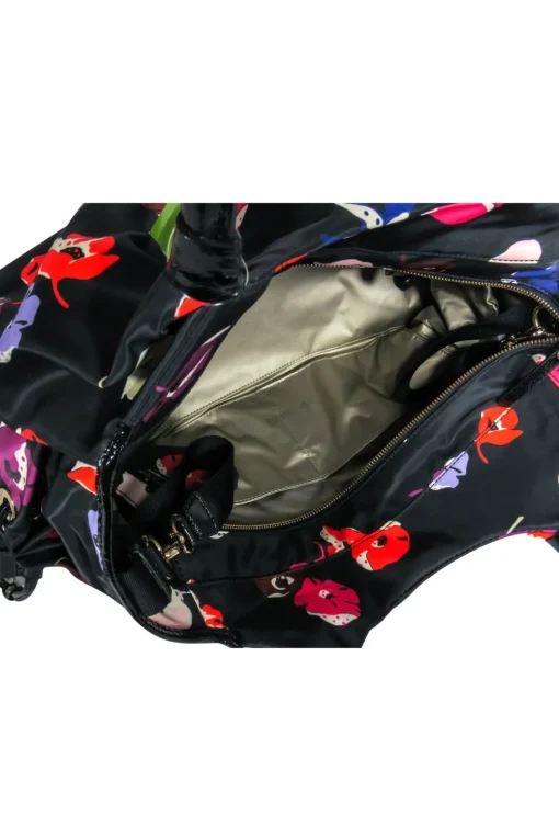 Kate Spade - Black Floral Nylon "Stevie" Baby Tote Bag