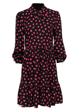 Kate Spade - Black Heartbeat Tie Neck Shirtdress Sz 8