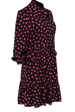 Kate Spade - Black Heartbeat Tie Neck Shirtdress Sz 8