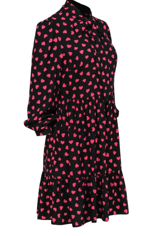 Kate Spade - Black Heartbeat Tie Neck Shirtdress Sz 8