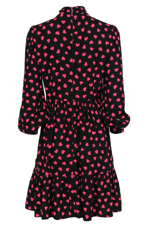 Kate Spade - Black Heartbeat Tie Neck Shirtdress Sz 8