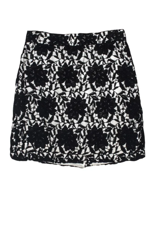 Kate Spade - Black Lace Miniskirt w/ White Lining Sz 2