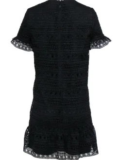 Kate Spade - Black Lace Short Sleeve Shift Dress w/ Flounce Hem Sz 4