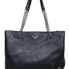 Kate Spade - Black Leather Large Tote Bag w/ Chain Straps