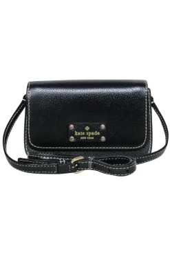 Kate Spade - Black Mini Crossbody w/ Cream Stitching Detail