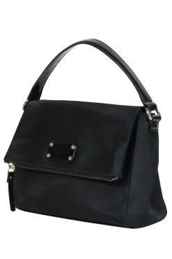 Kate Spade - Black Nylon & Patent Leather Flap Shoulder Bag