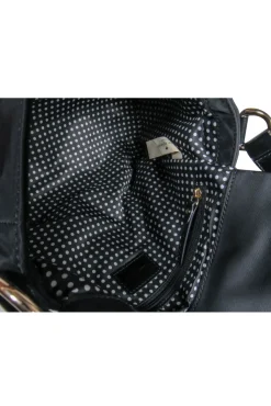 Kate Spade - Black Nylon & Patent Leather Flap Shoulder Bag