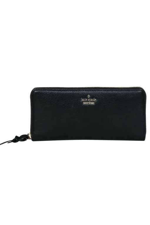 Kate Spade - Black Pebbled Leather Zip-Around Wallet