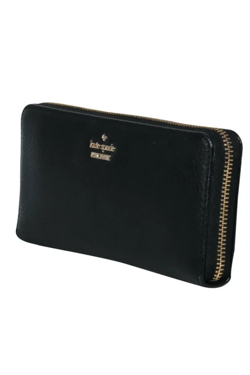 Kate Spade - Black Pebbled Leather Zip-Around Wallet