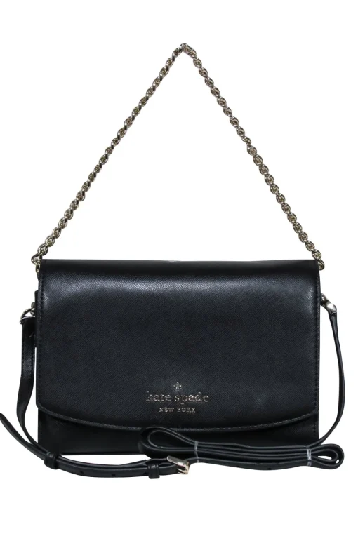 Kate Spade - Black Saffiano Leather "Carson Convertible" Crossbody Bag