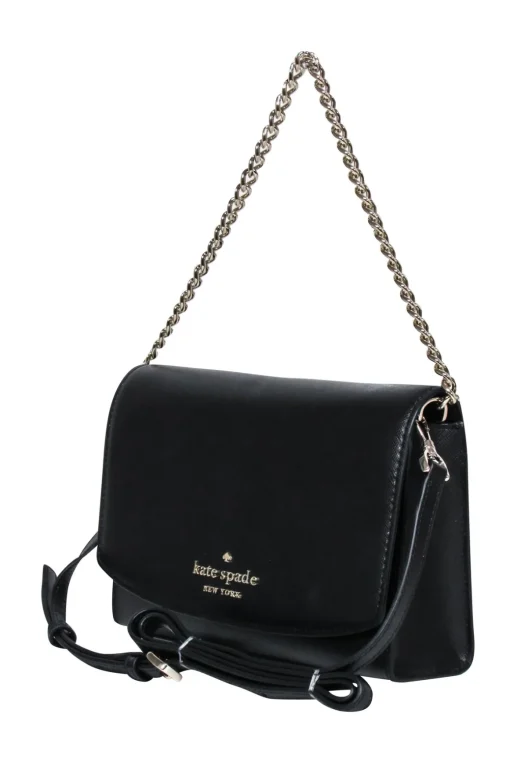 Kate Spade - Black Saffiano Leather "Carson Convertible" Crossbody Bag