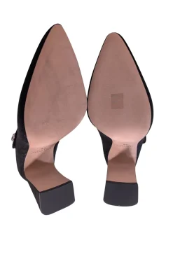 Kate Spade - Black Suede Pointed Toe Pumps w/ Gemstone Closure Sz 8