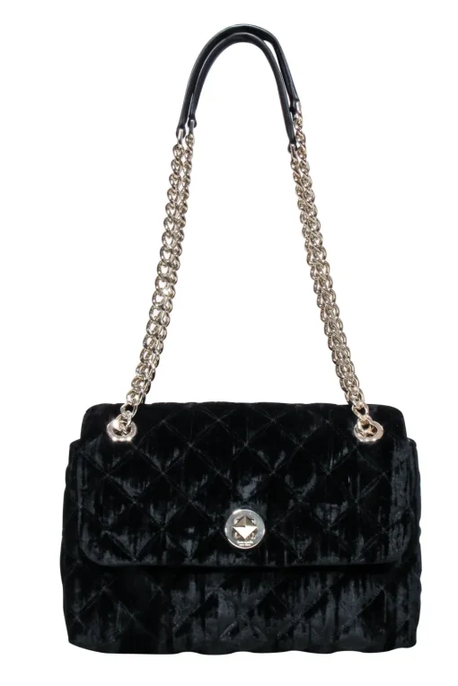 Kate Spade - Black Velvet Quilted Crossbody Bag