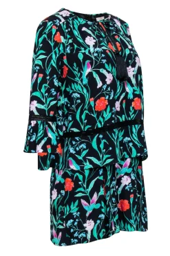 Kate Spade - Black w/ Multicolor Floral Print Crepe Romper Sz 4