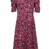 Kate Spade - Black w/ Pink & Yellow Floral Print A-Line Dress Sz 8