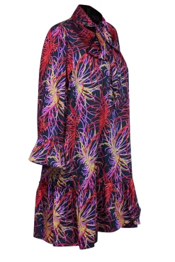 Kate Spade - Black w/ Red, Pink, & Yellow "Chrysanthemum" Print Dress Sz XL