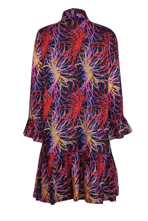 Kate Spade - Black w/ Red, Pink, & Yellow "Chrysanthemum" Print Dress Sz XL