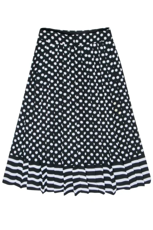 Kate Spade - Black w/ White Polka Dots Pleated Skirt Sz 2