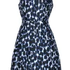 Kate Spade - Blue & Black Leopard Print Sleeveless Fit & Flare Dress Sz 10