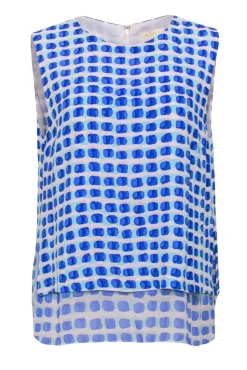 Kate Spade - Blue & White Brush Dot Patterned Tank Sz XL
