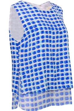 Kate Spade - Blue & White Brush Dot Patterned Tank Sz XL