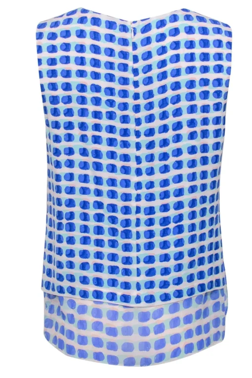 Kate Spade - Blue & White Brush Dot Patterned Tank Sz XL