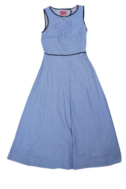 Kate Spade - Blue & White Striped Sleeveless Button Back Dress Sz 0