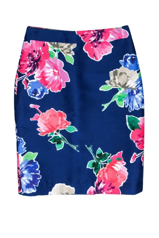 Kate Spade - Blue Floral Print Pencil Skirt Sz 4