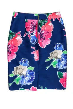 Kate Spade - Blue Floral Print Pencil Skirt Sz 4