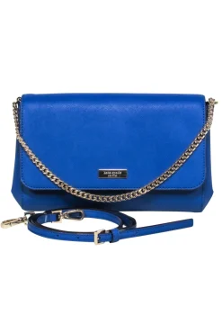 Kate Spade - Blue Textured Leather Convertible Crossbody Bag