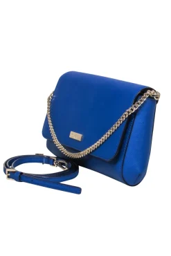 Kate Spade - Blue Textured Leather Convertible Crossbody Bag