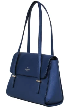 Kate Spade - Blue Textured Leather Flap Shoulder Bag