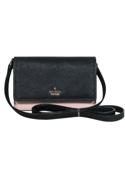 Kate Spade - Blush & Black Colorblocked Fold-Over Leather Crossbody