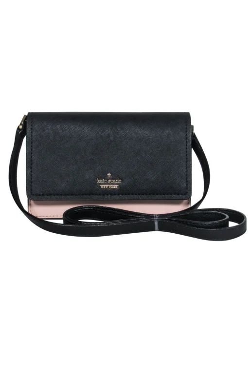 Kate Spade - Blush & Black Colorblocked Fold-Over Leather Crossbody