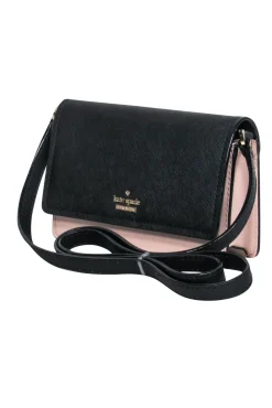 Kate Spade - Blush & Black Colorblocked Fold-Over Leather Crossbody
