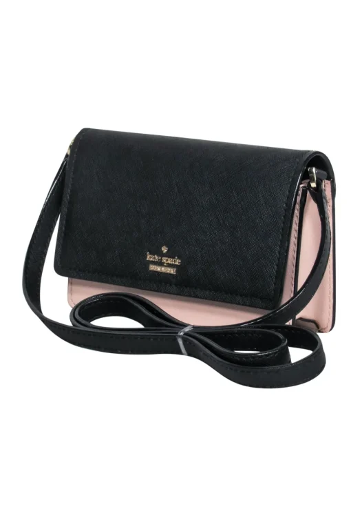 Kate Spade - Blush & Black Colorblocked Fold-Over Leather Crossbody