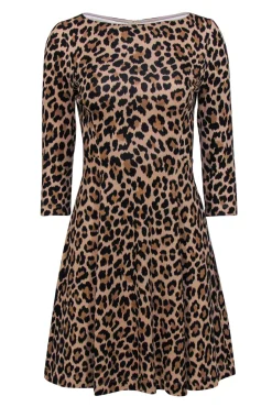 Kate Spade - Brown Leopard Print A-Line Dress Sz 0