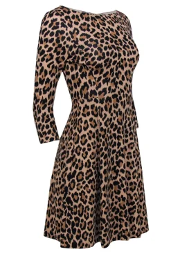 Kate Spade - Brown Leopard Print A-Line Dress Sz 0