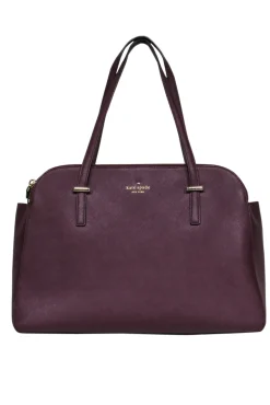 Kate Spade - Burgundy Double Zipper Large Tote Bag