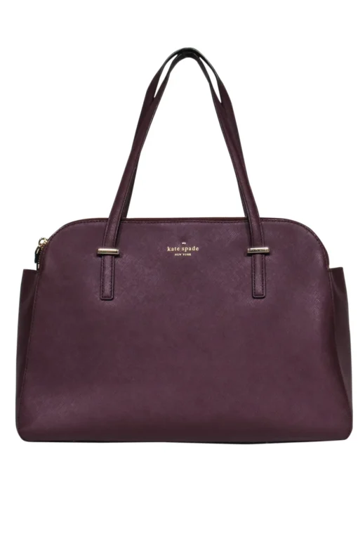 Kate Spade - Burgundy Double Zipper Large Tote Bag