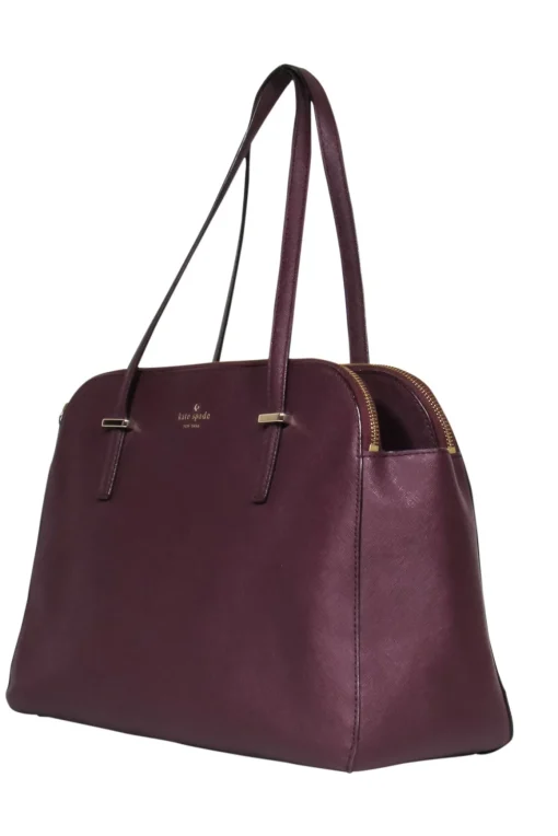 Kate Spade - Burgundy Double Zipper Large Tote Bag