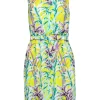 Kate Spade - Chartreuse, Purple & Green Botanical Print Silk Blend Dress Sz 4