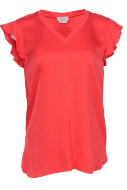 Kate Spade - Coral Ruffled Cap Sleeve Blouse Sz XS